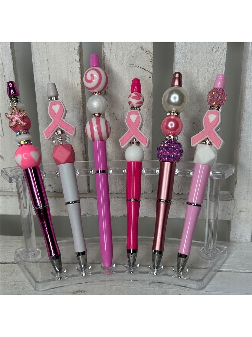 Elegant Pink Ribbon Pen Set